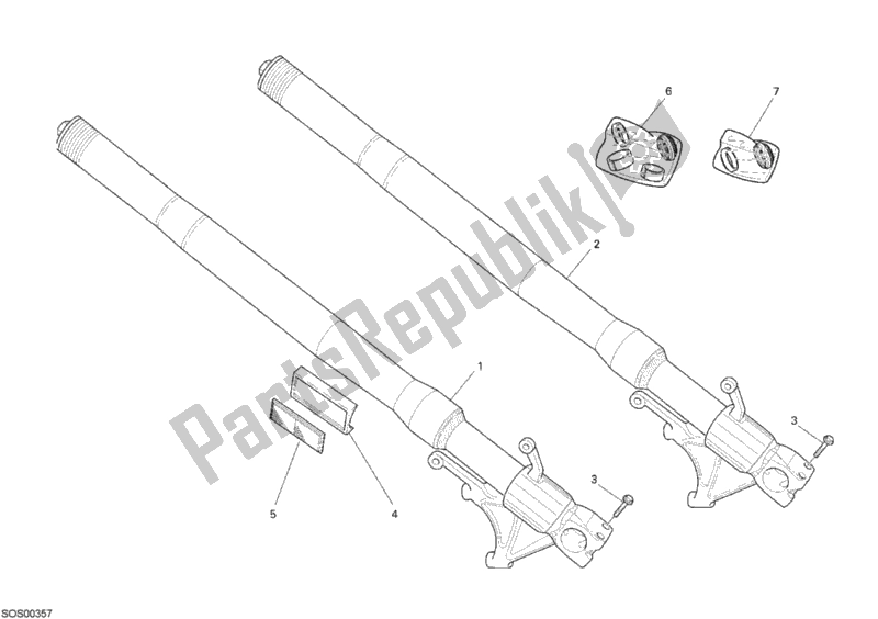 Todas las partes para Tenedor Frontal de Ducati Monster S4 RS USA 1000 2007